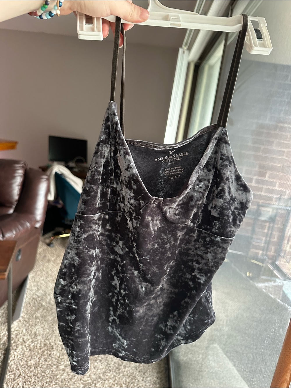 American Eagle Outfitters Gray Velvet Cami